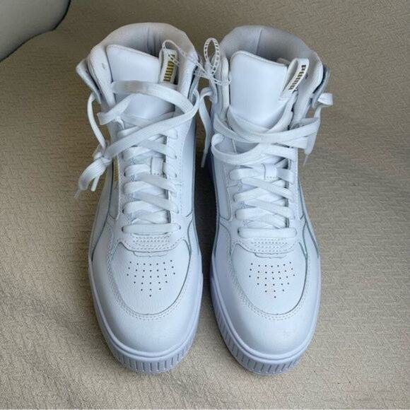 PUMA CA Pro Mid White/Team Gold Women’s US 10.5 Leather Sneakers NWOB 387213-01 - Picture 5 of 13